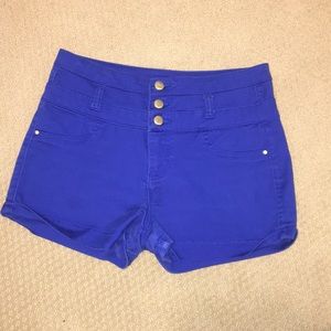 High-waisted royal blue shorts